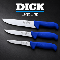 Комплект 3 професионални ножа DICK ErgoGrip със сини дръжки – 13, 15 и 21 см