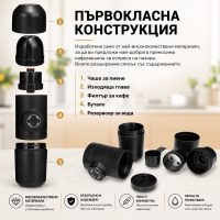 Ръчна преносима кафемашина за еспресо без електричество – Компактна mini espresso machine за пътуване и къмпинг