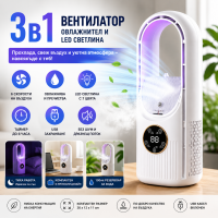 3в1 USB вентилатор с овлажнител и LED светлина – Преносим охладител за бюро и офис
