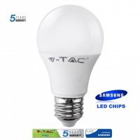 LED крушка VTAC 9W 6400K Студено бяла, Е27, A60, термопластик, нечуплива,