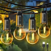 Акумулаторна LED Къмпинг Лампа с Кука – Топла Светлина, 3 Режима, USB Type-C Зареждане