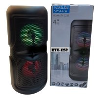 преносим BT високоговорител, KTX-1259 двоен 4-инчов USB, TF карта, FM, TWS, вход за микрофон