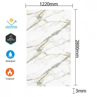 PVC панел с мраморен ефект – Бял мрамор със златно-сиви жилки LJ24806