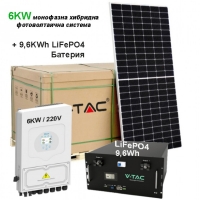 6KW 220V Хибридна соларна система с 9,6KW LiFePO4 батерия