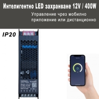 Интелигентно LED захранване 12V, 400W, 33A – с вграден контролер и управление чрез приложение