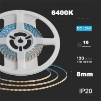 LED Лента SMD 2835 120LED 8мм 6400K 12W/м.