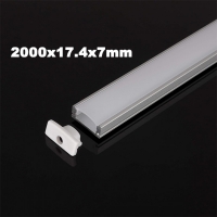 Алуминиев профил за LED лента 2000x17.4x7 мм – сиво тяло, комплект с аксесоари