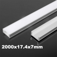 Алуминиев профил за LED лента 2000x17.4x7mm сиво тяло SKU 10321