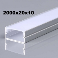 Алуминиев профил за LED лента 2000x20x10mm сиво тяло SKU 23174