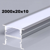Алуминиев профил за LED лента 2000x20x10mm сиво тяло SKU 23175