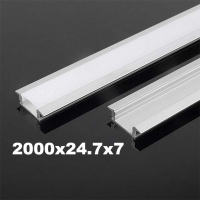 Алуминиев профил за LED лента 2000x24.7x7mm сиво тяло SKU 10320
