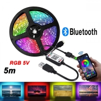 Комплект 5м Смарт RGB LED Лента USB 5V с Дистанционно Управление и Bluetooth Функция