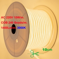LED COB Лента 240 LEDs, 10W, 220V, 3000K, 1400Lm, IP65