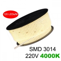 3014 Светодиодна лента 220V водоустойчива неутрална бяла 1 метра