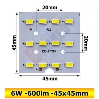 6W Светодиодна платка 45х45mm 6000K