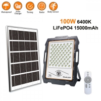 100W Соларен прожектор MJ-D901-2, LiFePO4, с дистанционно и фотореле