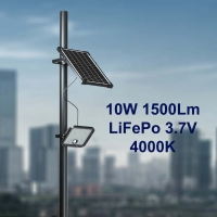 10W LED Соларен Прожектор LiFePo Батерия 3.7V Черен 4000K