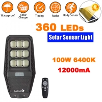 Соларна улична лампа РIR сензор,дистaнционно,360 LED,100W