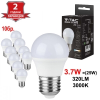 10 бр. LED Крушка 3.7W E27 G45 320Lm 3000K