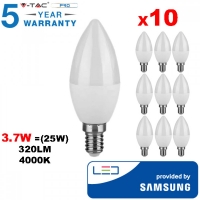 10 бр. LED Крушка Samsung чип 3.7W E14 кендъл 4000K