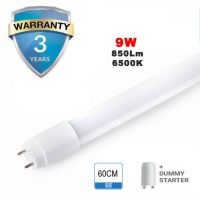 9W LED Пура T8 60cm Пластик Ротационна 850LM 6500K