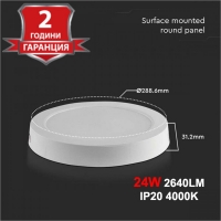 24W LED Панел Външен Монтаж Кръг 2640LM 4000K
