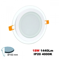 18W LED Панел Стъклено Тяло Кръгъл 1440LM 4000K