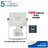 10W LED Прожектор със сензор Samsung чип бяло тяло 800LM 6400K