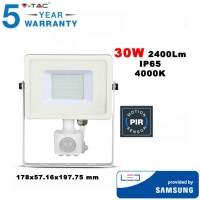 30W LED Прожектор със сензор Samsung чип бяло тяло 2400LM 4000K