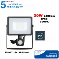 30W LED Прожектор със сензор Samsung чип Черно тяло 2400LM 3000K