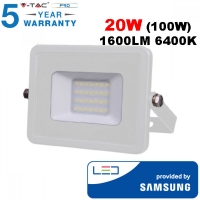 20W ПРОЖЕКТОР SMD SAMSUNG БЯЛО ТЯЛО 1600LM 6400K