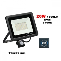 20W LED Прожектор със сензор черно тяло 1600LM 6400K