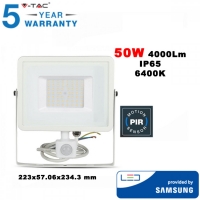 50W LED Прожектор със сензор Samsung чип бяло тяло 4000LM 6400K