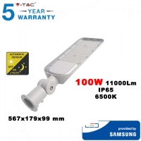 100W LED Улична Лампа SAMSUNG Чип с фотосензор 11000Lm 6500K