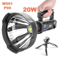 W591 P90 Мощен LED акумулаторен далекобоен фар 20W 1500M