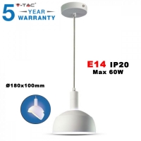 Пендел Е14 С Подвижна Шапка Алуминий Ф180 Бял