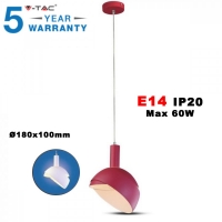 Пендел Е14 С Подвижна Шапка Алуминий Ф180 Розов