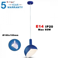 Пендел Е14 С Подвижна Шапка Алуминий Ф180 Син