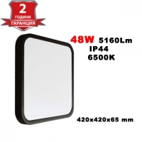 48W LED Плафон Квадрат Черна Рамка 6500К IP44