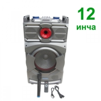 Караоке тонколона с микрофон дървена кутия, блутут, USB, FM тунер