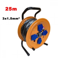 Удължител на макара 25m, 3x1.5mm², 4 контакта, 16A