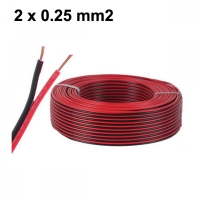 Кабел за тонколони и говорители 2 x 0.25mm2 черен/червен