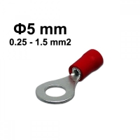 Изолирана кабелна обувка червена 5mm отвор