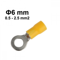 Изолирана кабелна обувка жълта 6mm отвор