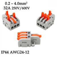 Бърза клема 1 към 3, 0.2–4.0 мм², 32A, 250V / 600V, IP44