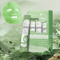 Бълбукаща маска за лице със зелен чай и органична глина, 12броя в кутия